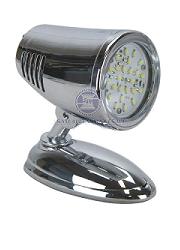 LIGHT- LED, READING LIGHT, 12V, CHROME, Ideal for use in all smaller interior marine applications. Most commonly used as a cabin or bunk reading light.  Features: 24 Super bright LEDs, Light output comparable with a 5-10 watt halogen, Rocker switch,  Swivel